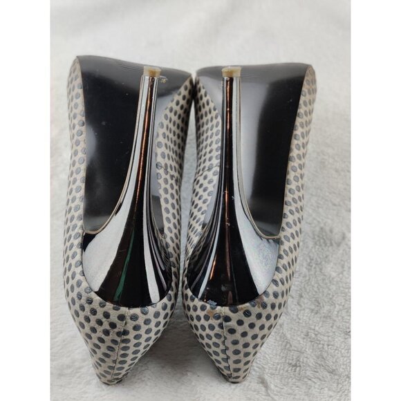 Stiletto Heeled Pumps Leather Polk Dot Accents Metallic Heel Jessica Simpson - Picture 4 of 12